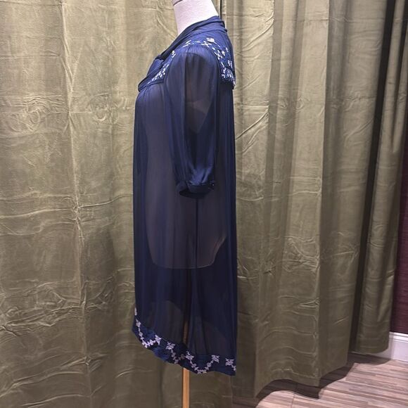 Alice by Temperley 100% viscose Sheer Navy Blue Embroidered dress, US2 - Picture 6 of 10